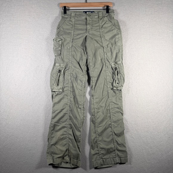 Hollister Pants - Hollister Womens Low Rise Baggy Cargo Pants Olive Green w23L 000L Y2K Utility